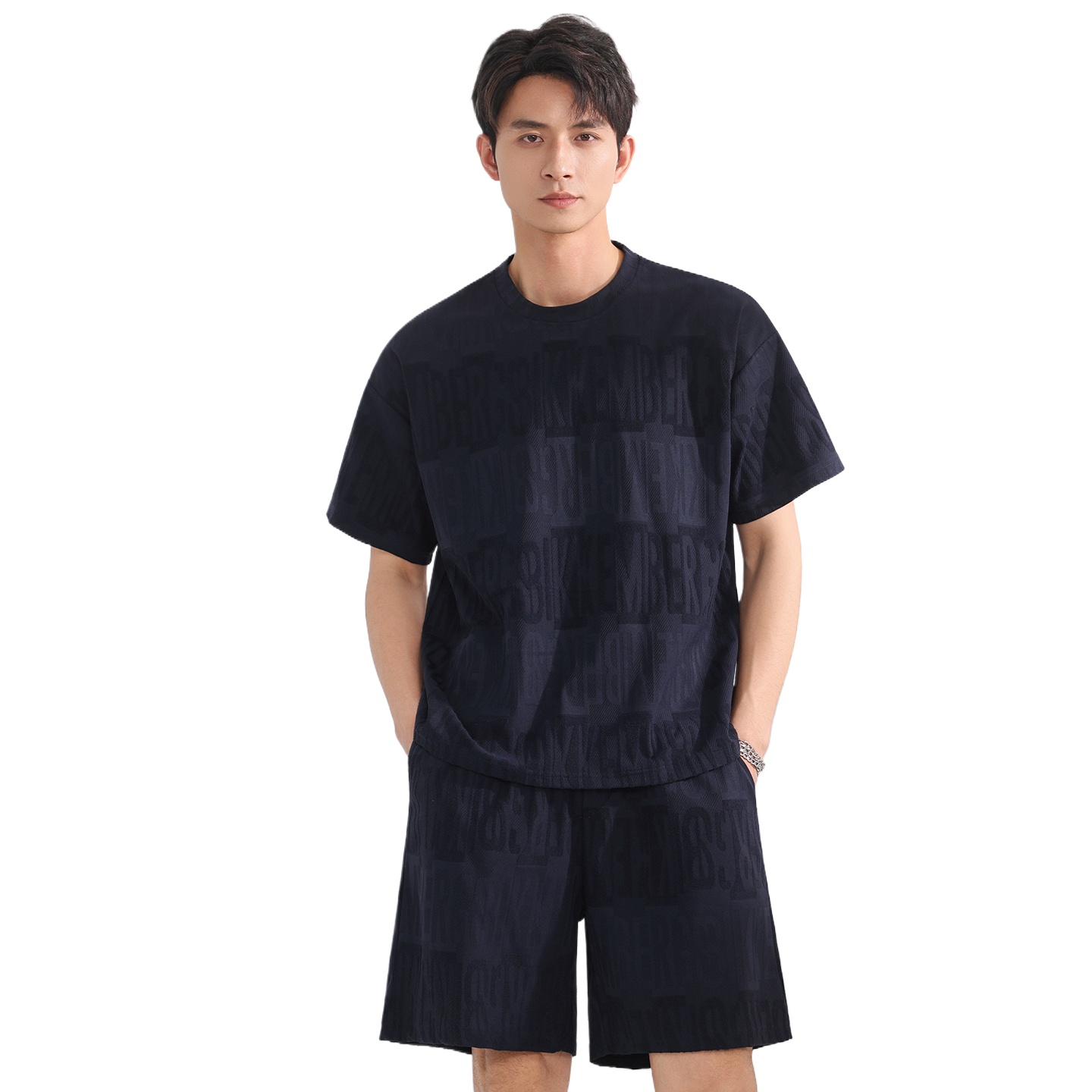 Cycling - 【กางเกง 5 จุดที่ดีที่สุด】ชุดเสื้อยืดผู้ชายแฟชั่นฤดูร้อนคอกลมกีฬาลำลองปั่นจักรยานวิ่งออกกำลังกายทุกวันระบายอากาศได้สบาย
