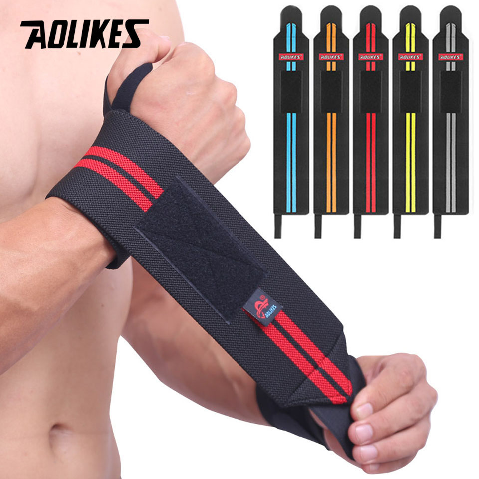 Wrist Wraps Weightlifting Support - AOLIKES 1 คู่สายรัดข้อมือสายรัดข้อมือสายรัด Extra Strength ยกน้ําหนักข้อมือ