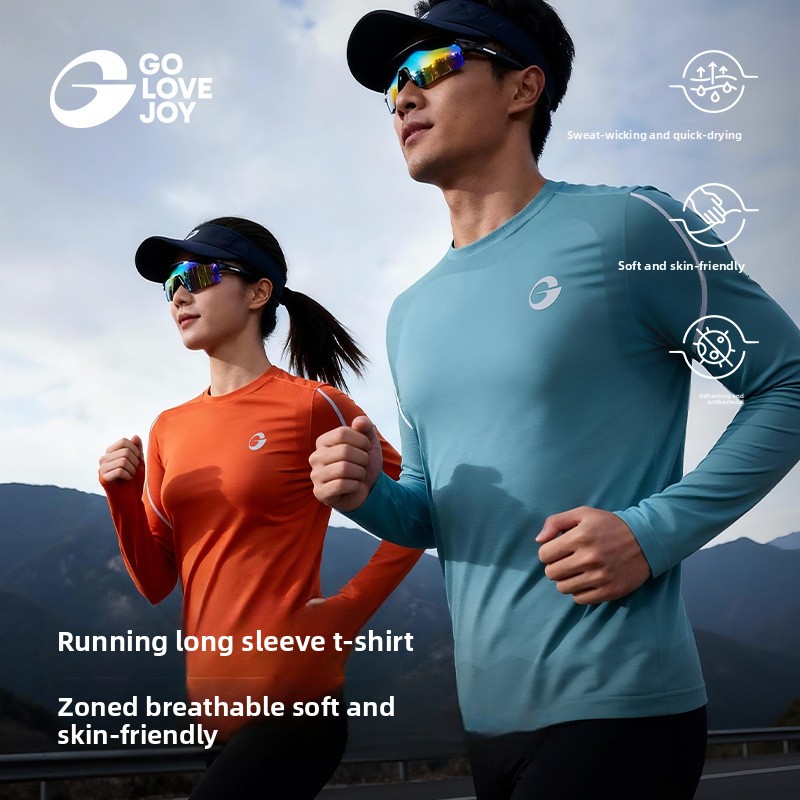 Hiking - เสื้อวิ่งแขนยาวสำหรับฤดูใบไม้ร่วง/ฤดูหนาว เสื้อกีฬา ระบายอากาศได้ดี เหมาะสำหรับการเดินป่า ออกกำลังกายกลางแจ้ง และเป็นเสื้อซับในกันหนาว
