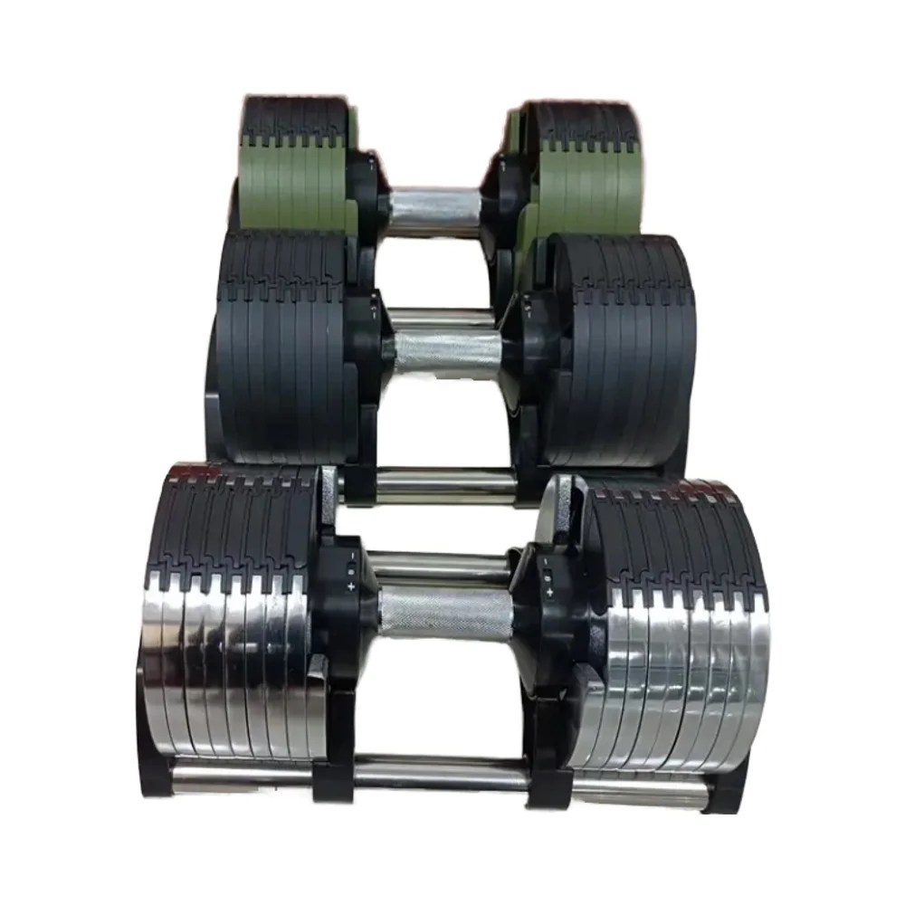 Adjustable Dumbbell Pair 40Kg - ชุดดัมเบลพลาสติกปรับน้ำหนักได้ 10กก.-50กก. พร้อมโลโก้สั่งทำ บาร์เบลสีเงิน สำหรับฟิตเนสที่บ้าน ขายส่ง